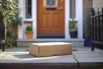 Parcel delivered to front door. KI generiert, generiert AI generated