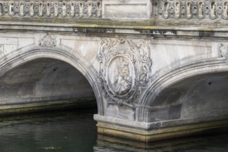 Detail of the Rococo-style marble bridge by Nicolai Eigtved, Frederiksholm Canal, Christiansborg