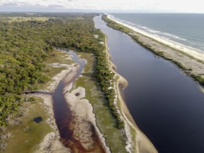 Beach in Loango National Park, Parc National de Loango, Atlantic Ocean, aerial view,