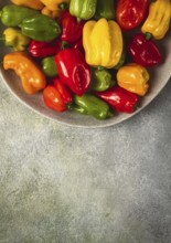 Habanero pepper, color mix, raw, vegetable, top view, no people