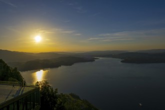 Aerial View over Lake Lucerne and Mountain in Sunset in Lucerne, Switzerland, Europe