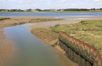 River Deben landscape, Shottisham Creek sluice, Ramsholt, Suffolk, England, UK