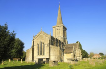 Church of Saint Mary the Virgin with steeple, Bishops Cannings, Wiltshire, England, UK