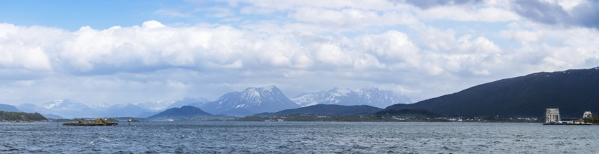 Panorama of Fjord and Mountains from ALESUND, Geirangerfjord, Norway, Europe