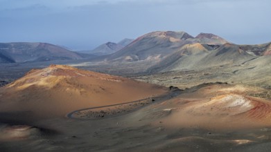 Volcanic landscape, Montañas del Fuego, Fire Mountains, Timanfaya National Park, Lanzarote, Canary