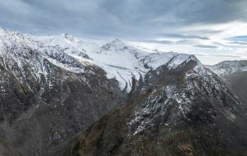 Schafkogel and Querkogel, glacier Schlaf Ferner, Niedertal, alpine panorama, aerial view, mountains