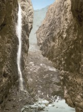 Grindelwald, Grotto, II, with waterfall, Bernese Oberland, Switzerland, Historic, digitally