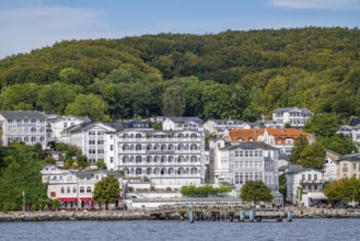 View of the old town of Sassnitz, harbour town on the Baltic Sea island of Rügen, spa architecture,