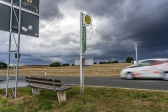 Single stop of bus line 510 between Korbach and Bad Wildungen, country road near Waldeck in North