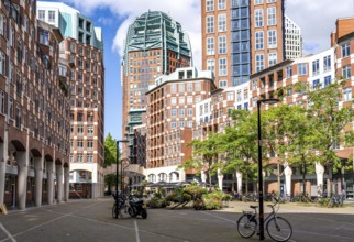 Muzenplein square, residential area in the city centre near Central Station, Skyline, in the city