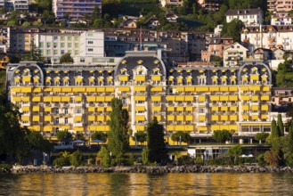 Montreux on Lake Geneva, travel, holiday, hotel, Grand Hotel, Alps, summer, canton, city,