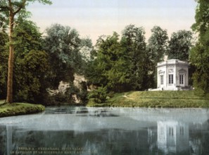 Petit Trianon, pleasure palace in the park of Versailles, the pavilion and the rock of Marie