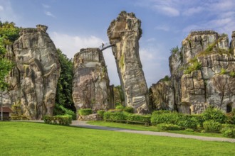 Externsteine, sandstone rock formation. Horn-Bad Meinberg, Teutoburg Forest, North