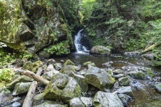 Small Ravenna Falls waterfall in the Ravenna Gorge near Breitnau, Black Forest, Baden-Württemberg,