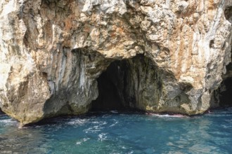 Sea cave on the coast of Santa Maria di Leuca, Apulia, Salento, Italy, Europe