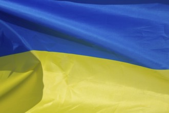 Ukraine's flag flies in the wind