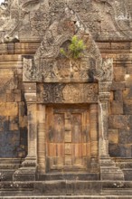 Shining door of the mountain temple Wat Phu, Champasak province, Laos, Asia