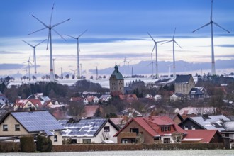 The town of Lichtenau, self-proclaimed energy town, wind farm, over 190 wind turbines and over 1200