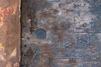 Old, weathered wooden door, Bad Iburg, Lower Saxony, Germany, Europe