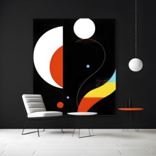 Minimalist illustration featuring abstract shapes in neon colors to convey fun and ease, AI