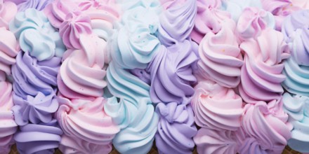 Close up of different colored soft serve ice cream. KI generiert, generiert AI generated