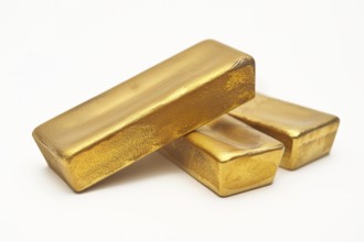 Gold bars on white background. KI generiert, generiert, AI generated