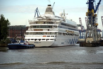 Europe Germany Hanseatic City of Hamburg Harbour Elbe Passenger ship AIDAaura in dry dock 17,