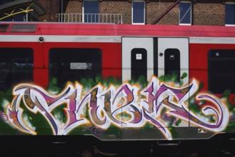 Europe, Germany, Hamburg, graffiti, S3 line, lettering on carriages, Europe