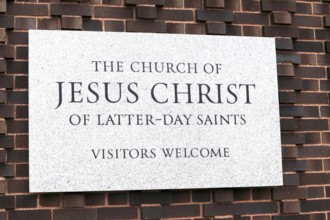 The church of Jesus Christ of latter-day saints sign, Thetford, Norfolk, England, UK