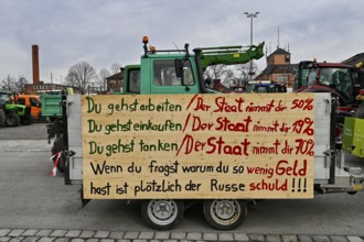 Farmers' protest, protest posters on tractors, tractors, Stuttgart, Baden-Württemberg, Germany,