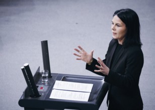 Annalena Bärbock (Alliance 90/The Greens), Federal Minister for Foreign Affairs, delivers a speech