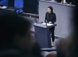 Annalena Bärbock (Alliance 90/The Greens), Federal Minister for Foreign Affairs, delivers a speech