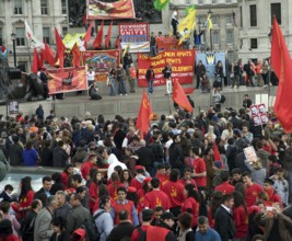 May Day march and rally at Trafalgar Square, London, England, UK May 1st, 2010