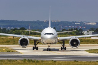 An Air France Boeing 777-300ER aircraft with registration F-GSQR at Paris Orly Airport, France,