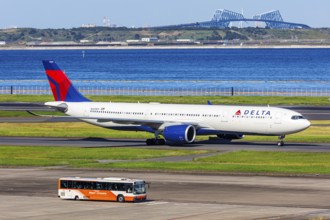 A Delta Air Lines Airbus A330-900 aircraft with the registration number N409DX at Tokyo Haneda