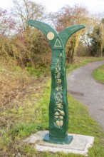 National Cycle Network waymark distance direction marker sign between Calne and Chippenham,