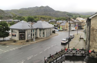 Modern building development including tourist information office, Blaenau Ffestiniog, Gwynedd,