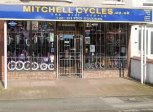 Specialist cycle shop, Mitchell Cycles, central Swindon, Wiltshire, England, UK