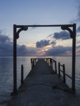 Wooden arch on an abandoned pier. Malaysia/