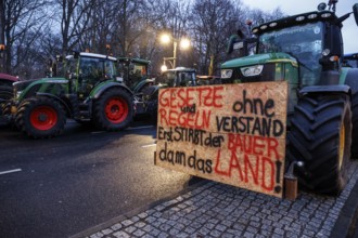 Thousands of farmers demonstrate with their tractors against the planned cancellation of the