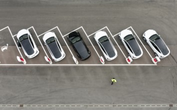 Charging stations for Tesla Y models at the Tesla Gigafactory in Grünheide, 24/09/2022