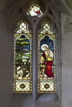 Village parish church of Saint Mary, Kingston Deverill, Somerset, England, UK stained glass