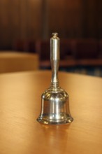 Close-up of a hand bell used, for example, in meetings, committees or courtrooms (here: council