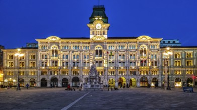 Palazzo del Municipio, town hall in eclectic style, Piazza Unità d'Italia in the heart of the city,