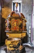 Baptismal font in St John's Chapel, San Giusto Cathedral, Colle di San Giusto, Trieste, harbour