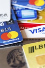 Credit cards from VISA, Mastercard and American Express in Stuttgart, Germany, Europe