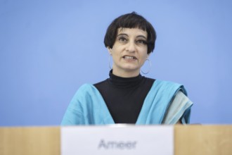 Tahera Ameer, Director of the Amadeu Antonio Foundation, recorded at a press conference at the Haus