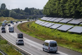 A58 motorway, photovoltaic systems were installed on the slopes to the side of the carriageway, use