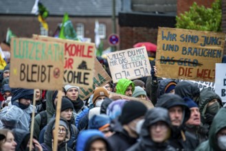 Demonstration against the demolition of the lignite village of Lützerath, from the village of