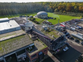 Biogas storage, pipelines of the Reterra biogas plant, biogas is produced in a fermenter over a